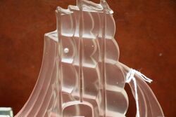 Art Deco Frosted Glass Ship Figure for Float Bowl Centre