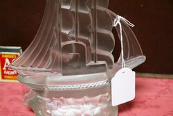 Art Deco Frosted Glass Ship Figure for Float Bowl Centre
