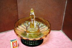 Art Deco 3 Piece Amber Glass Stump Lady Float Bowl 