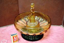 Art Deco 3 Piece Amber Glass Stump Lady Float Bowl 