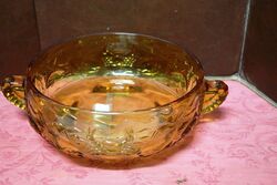 Art Deco Amber Glass Embossed Fish and Crab Bowl 