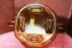 Art Deco Amber Glass Embossed Fish and Crab Bowl 