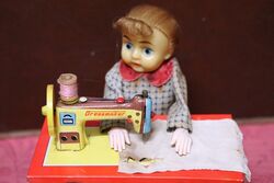 1950s Japanese TN Co Tinplate Dolly Dressmaker Toy