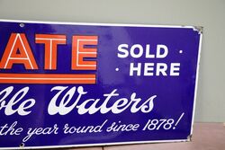 Vintage Redgate Table Waters Sold Here Enamel Adv Sign 