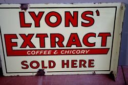 Vintage LYONS Extract Coffee and Chicory Double Enamel Sign 