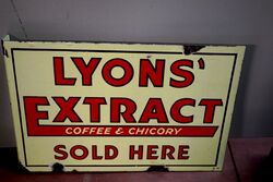 Vintage LYONS Extract Coffee and Chicory Double Enamel Sign 