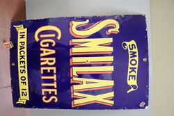 Vintage Smilax Cigarettes Enamel Advertising Sign 