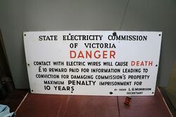 Vintage State Electricity Commission Danger Sign 