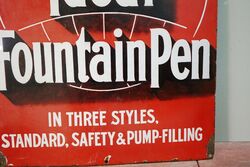 Vintage Watermanand39s Ideal Fountain Pen Enamel Adv Sign 