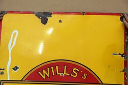 Large Vintage Willsand39s Gold Flake Enamel Advertising 