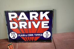 Art Deco Park Drive Double Post Mount Enamel Sign 