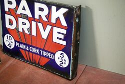 Art Deco Park Drive Double Post Mount Enamel Sign 