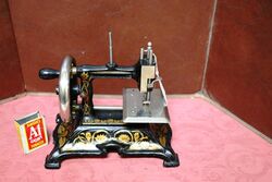 Antique C19th German Miniature Cast Iron Sewing Machine 