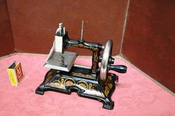 Antique C19th German Miniature Cast Iron Sewing Machine 