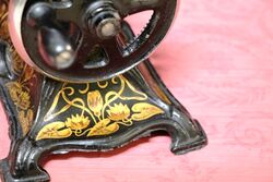 Antique C19th German Miniature Cast Iron Sewing Machine 