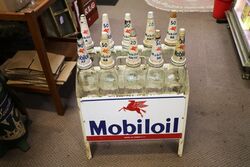 Genuine Vintage Mobiloil 10 Oil Bottle Rack 