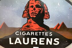 Vintage LAURENS Cigarettes Oval Pictorial Enamel Sign 
