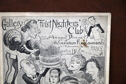 1936 Gallery First Nighters Club Signed Menu Lawrence Olivier 