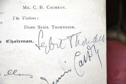 1940 Gallery First Nighters Club Signed Menu  Sybil Thorndike e     