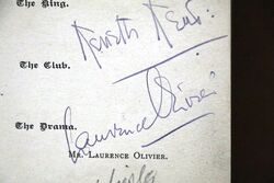 1937 Gallery First Nighters Club Signed Menu  Vivien Leigh       