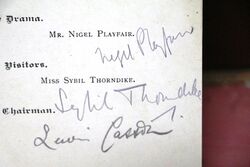 1921 Gallery First Nighters Club Signed Menu Sybil Thorndike 