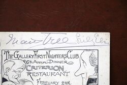 1929 Gallery First Nighters Club Signed Menu Maud and Viola Tree 