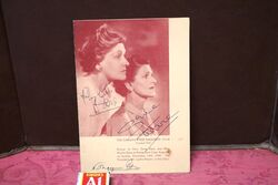 1934 Gallery First Nighters Club Signed Menu The Dare Sisters  