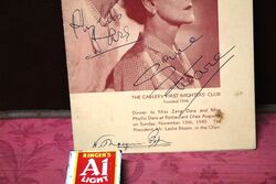 1934 Gallery First Nighters Club Signed Menu The Dare Sisters  