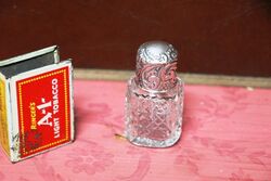 Antiques Small Birmingham Silver Top Cut Glass Scent Bottle 