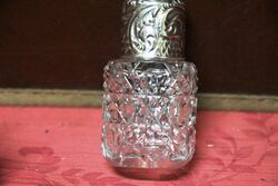 Antiques Small Birmingham Silver Top Cut Glass Scent Bottle 