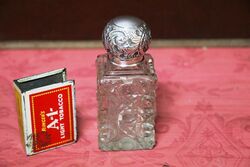 Antique Birmingham Silver Top Hob Nail Glass Scent Bottle