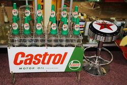Original Castrol Screen Printed 12 Bottle Motor Oil Rack 