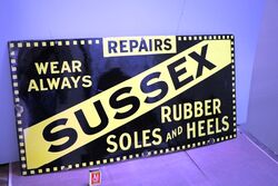 Vintage Sussex Repairs Rubber Soles and Heels Enamel Sign 