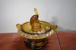 Deco Amber Glass Float Bowl On Cloud Glass Stand C1930 
