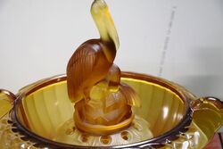 Deco Amber Glass Float Bowl On Cloud Glass Stand C1930 