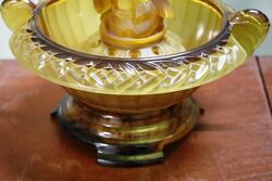 Deco Amber Glass Float Bowl On Cloud Glass Stand C1930 