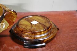 Deco Amber Glass Float Bowl On Cloud Glass Stand C1930 