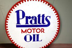 Dec 1929 Pratts Motor Oil Double Sided Enamel Sign 