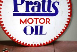 Dec 1929 Pratts Motor Oil Double Sided Enamel Sign 