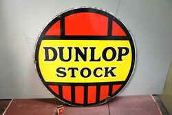 Vintage Dunlop Stock Round Enamel Advertising Sign 