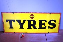 Vintage Dunlop Stock Tyres Enamel Advertising Sign  