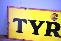Vintage Dunlop Stock Tyres Enamel Advertising Sign  