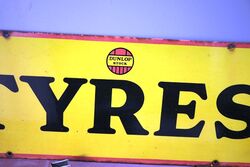 Vintage Dunlop Stock Tyres Enamel Advertising Sign  