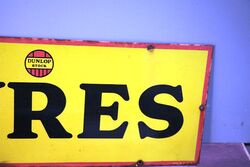 Vintage Dunlop Stock Tyres Enamel Advertising Sign  