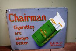 Vintage Chairman Cigarettes Pictorial Enamel Sign 