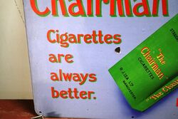 Vintage Chairman Cigarettes Pictorial Enamel Sign 
