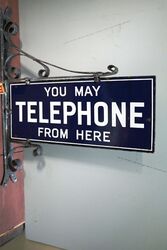 Stunning You May Telephone From Here Enamel Sign 