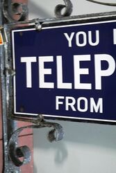 Stunning You May Telephone From Here Enamel Sign 