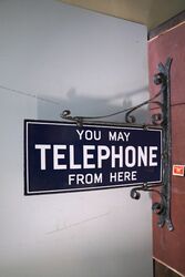 Stunning You May Telephone From Here Enamel Sign 