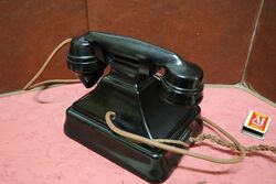 1930and39s Art Deco Pyramid Black Bakelite Telephone 